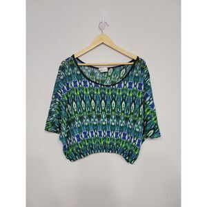 Caren Sport Women's Size 2X Peacock Cropped Vintage